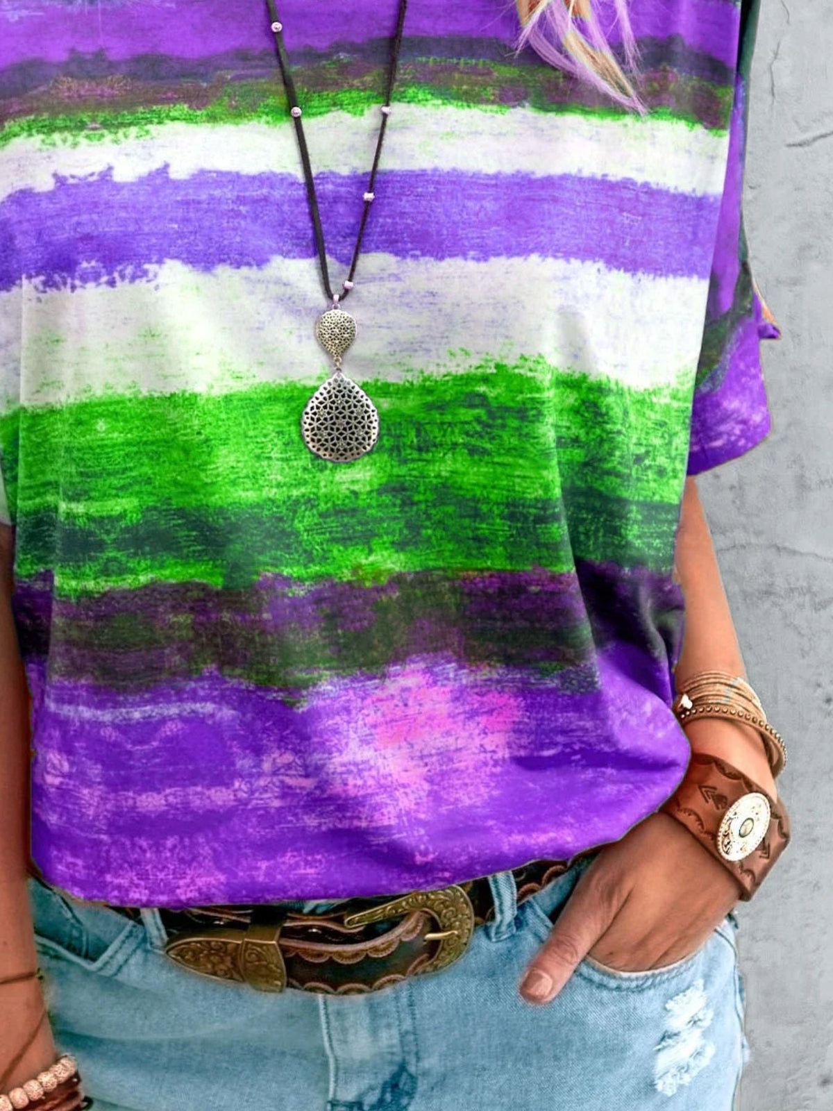 Contrast Round Neck Casual T-Shirt product image 15