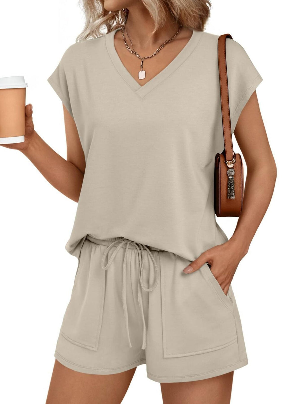 Casual V-Neck T-Shirt and Shorts Set product image 1