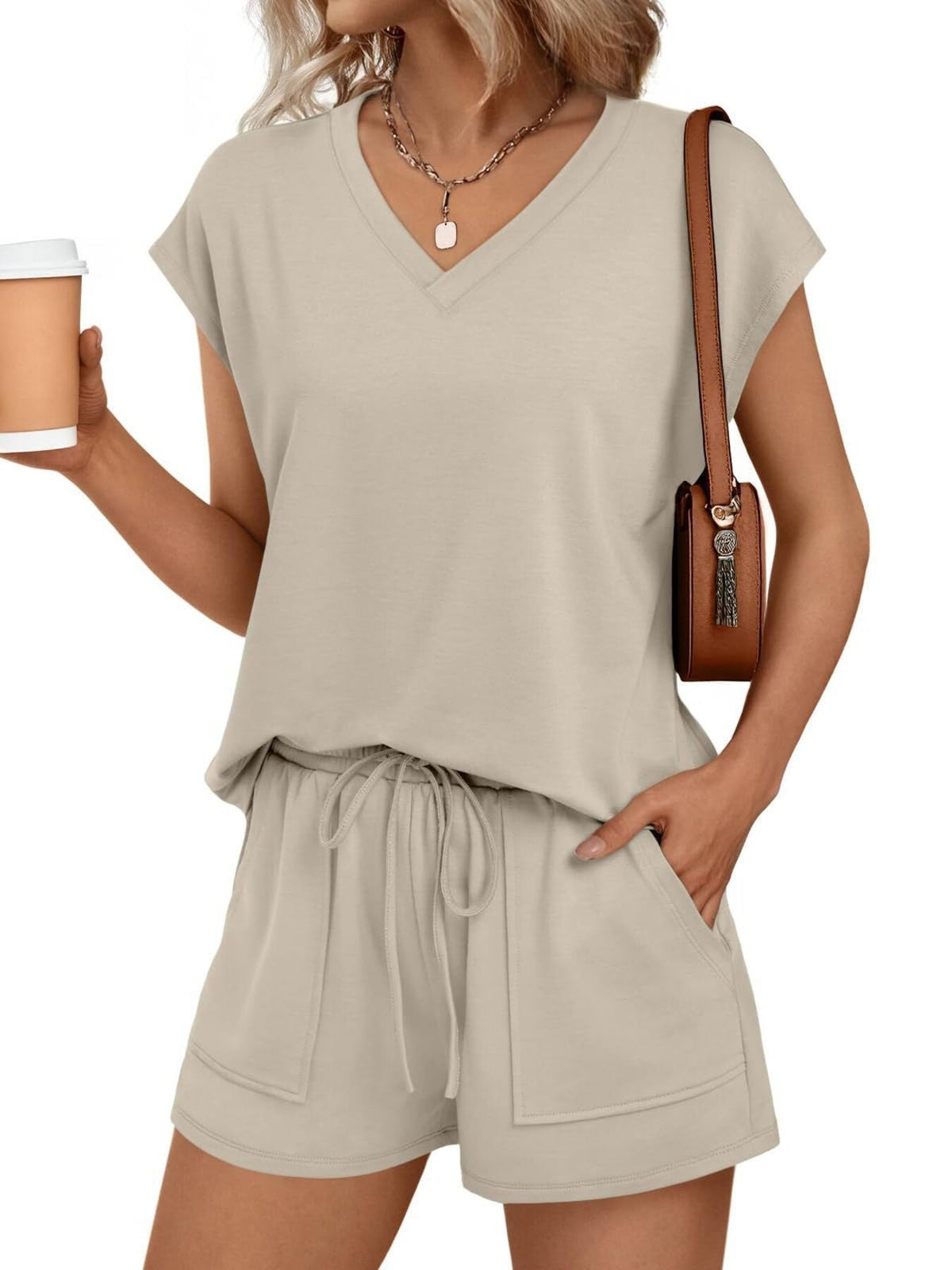 Casual V-Neck T-Shirt and Shorts Set product image 1
