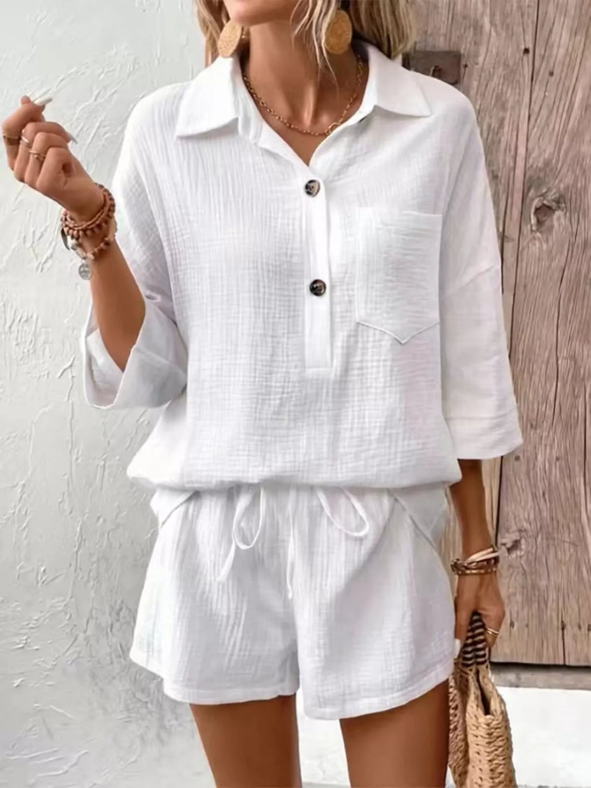 Button Detail Top and Shorts Set product image 4
