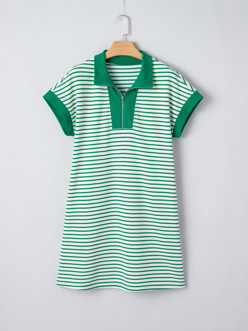 Stripe Quarter Zip Polo Collar T Shirt Dress with Pockets product image 16
