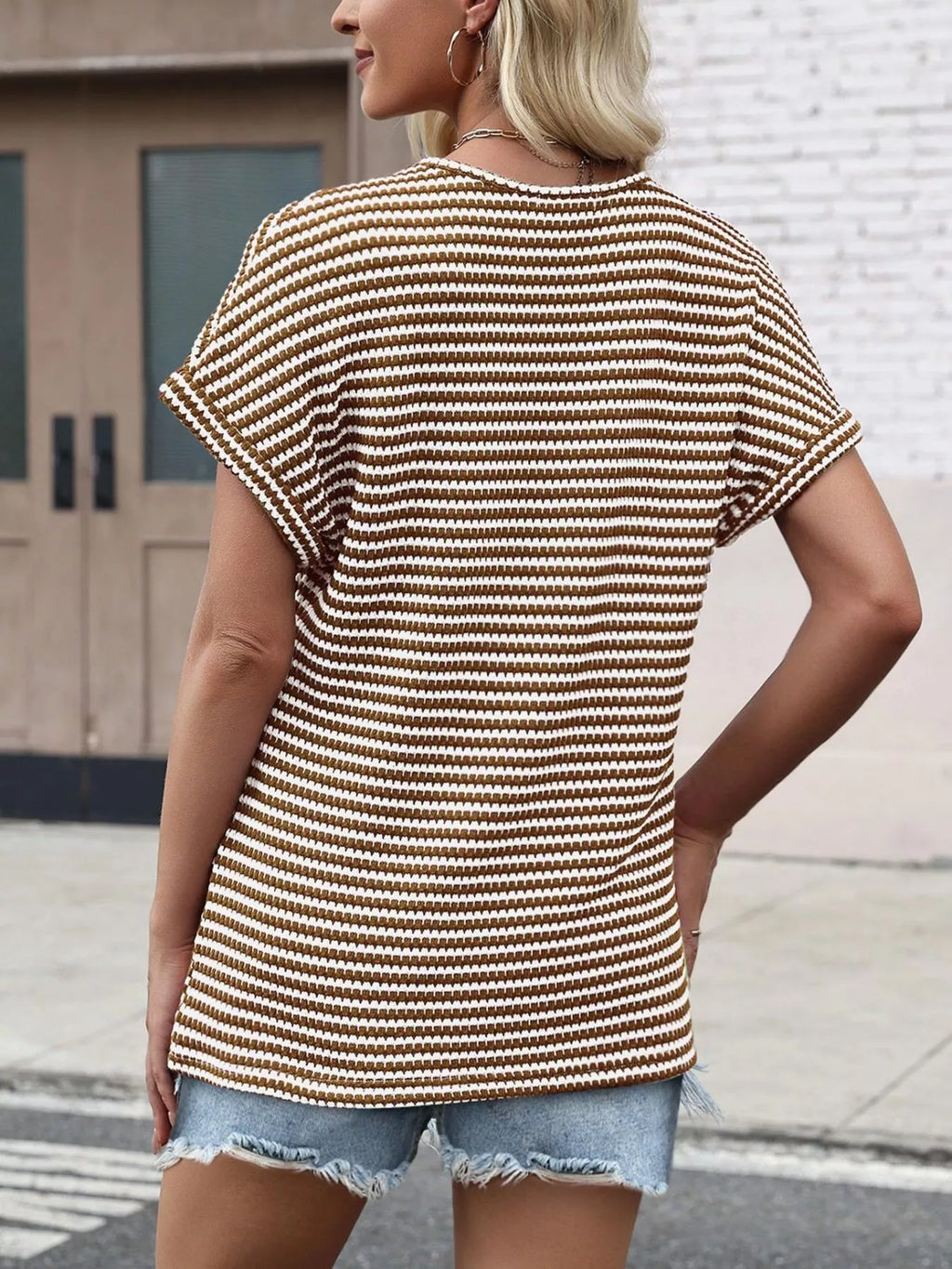 Striped V-Neck Relaxed Fit T-Shirt product image 10