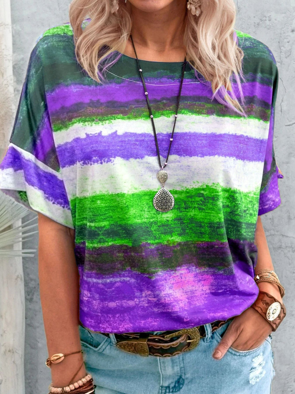 Contrast Round Neck Casual T-Shirt product image 13