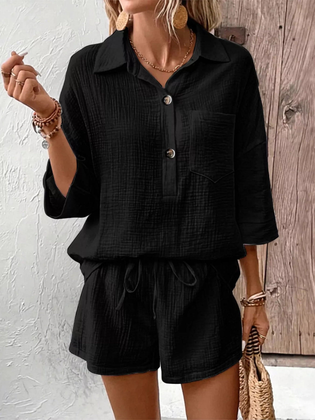 Button Detail Top and Shorts Set product image 11