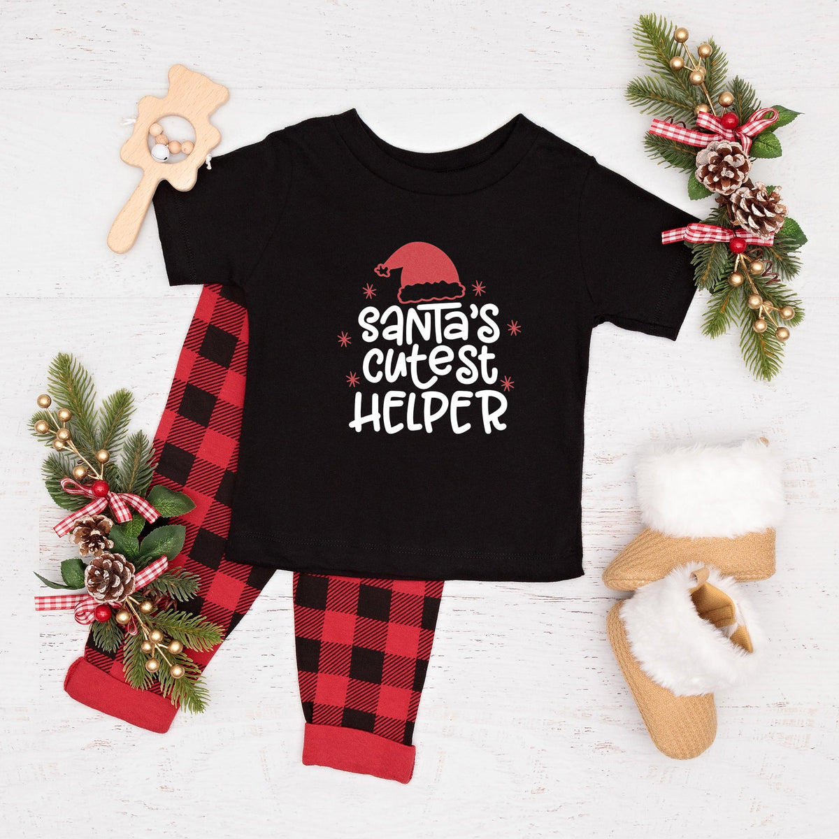 Santa's Cutest Helper Glitter | Toddler Graphic Short product image 2