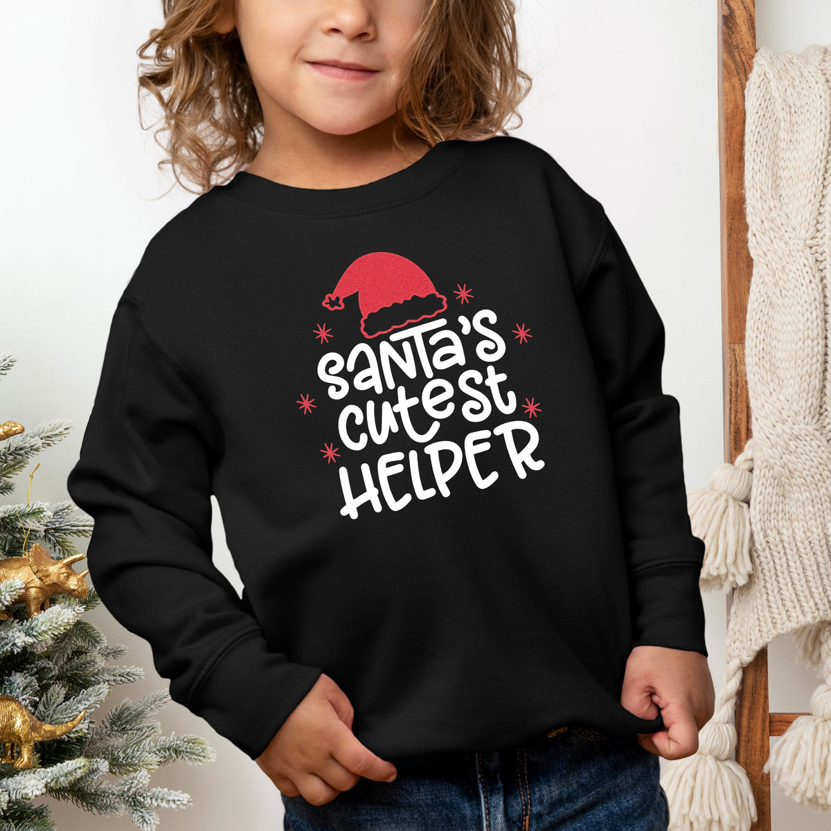 Santa's Cutest Helper Glitter | Youth Ultra-Soft Graphic product image 2