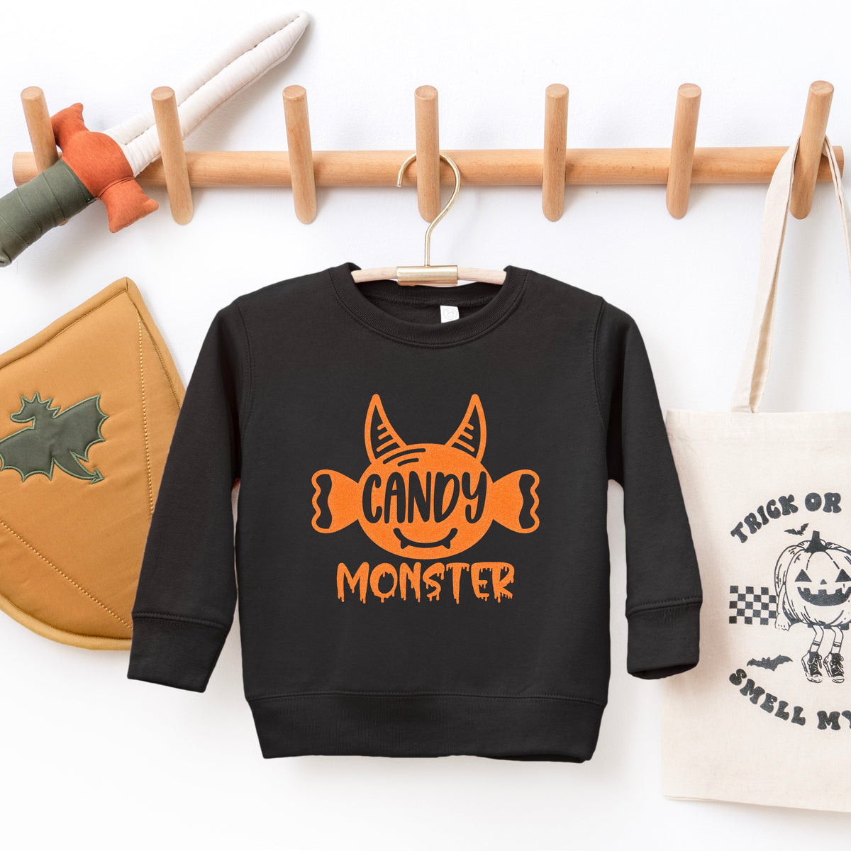 Candy Monster Horns Glitter | Toddler Graphic Sweatshirt product image 2