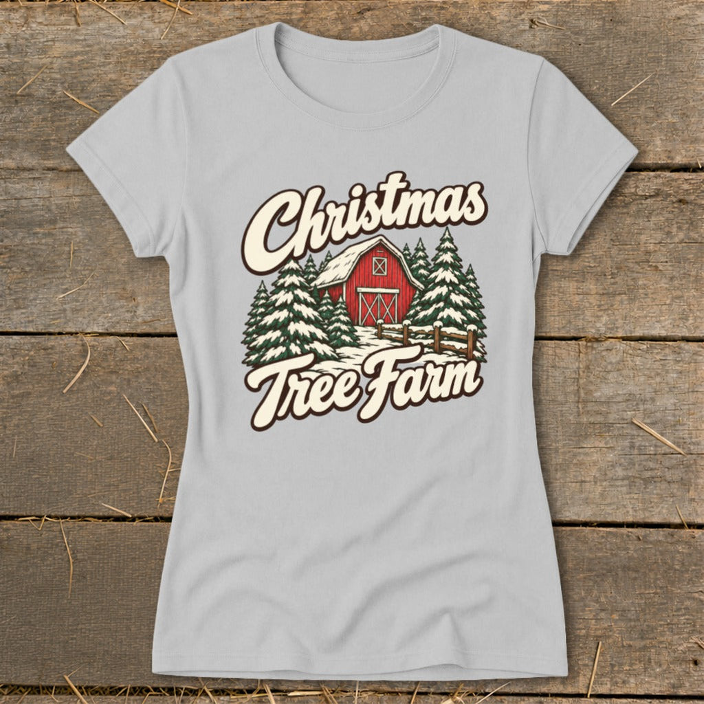 Christmas Tree Farm Barn Ladies Tee product image 2