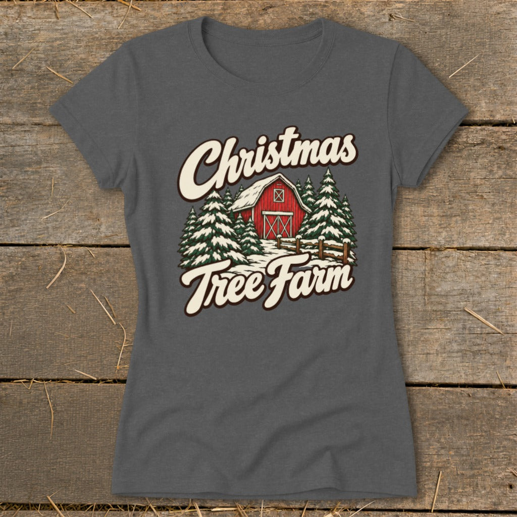 Christmas Tree Farm Barn Ladies Tee product image 3