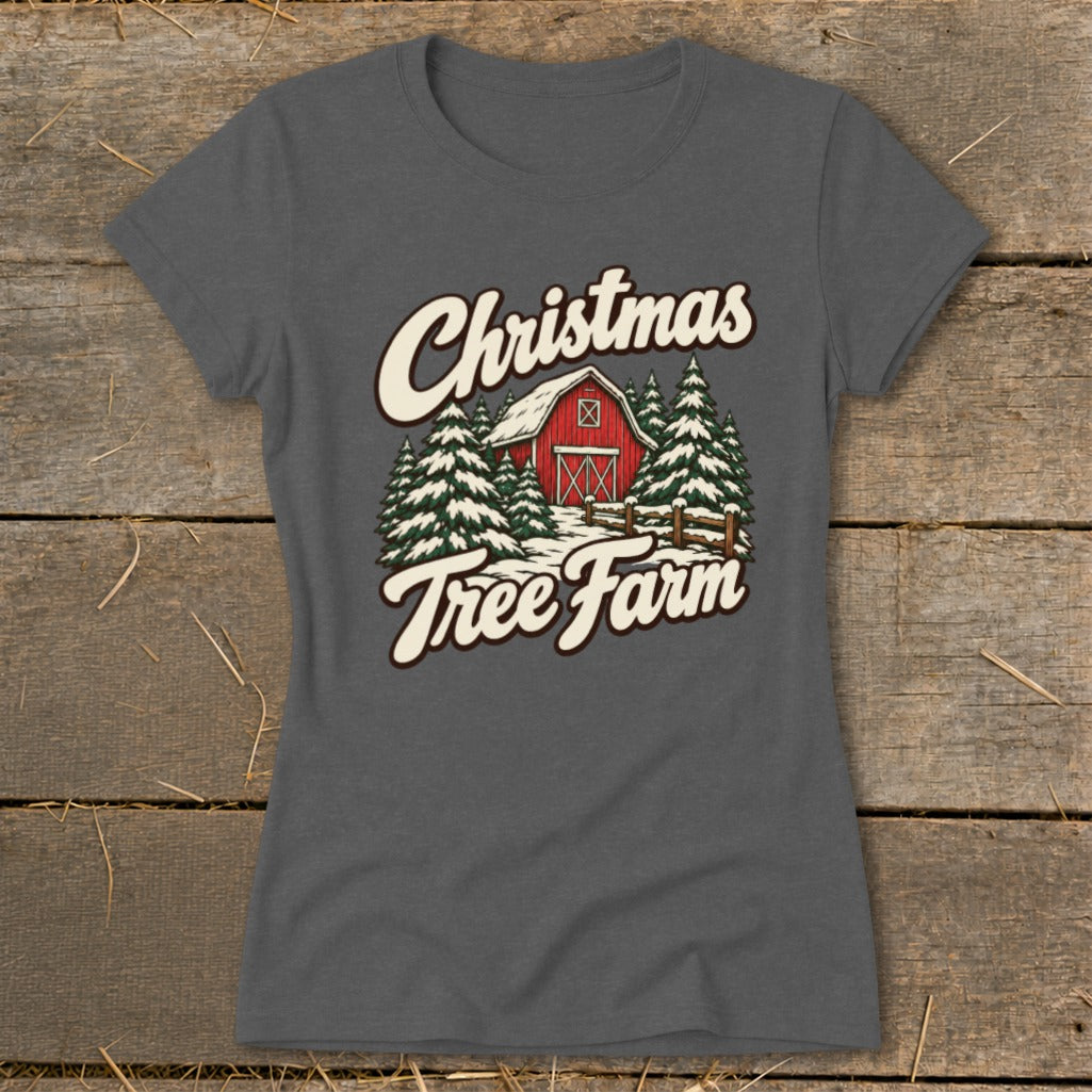 Christmas Tree Farm Barn Ladies Tee product image 3