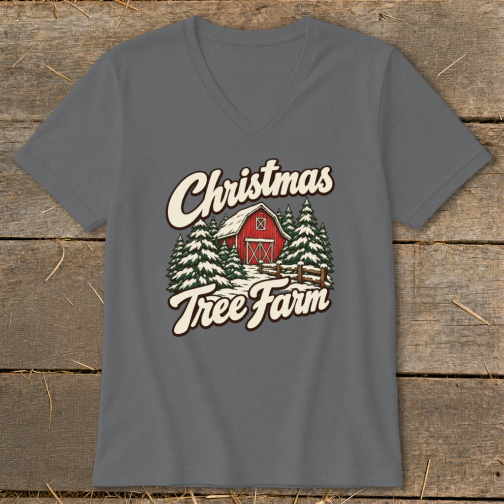 Christmas Tree Farm Barn V-neck
