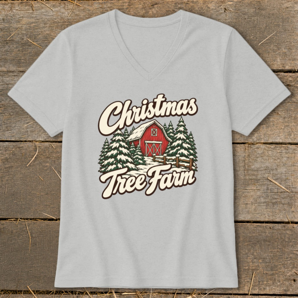 Christmas Tree Farm Barn V-neck