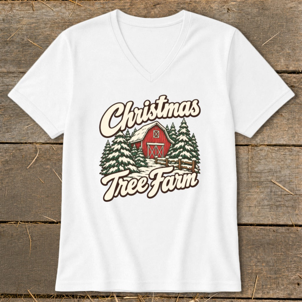 Christmas Tree Farm Barn V-neck