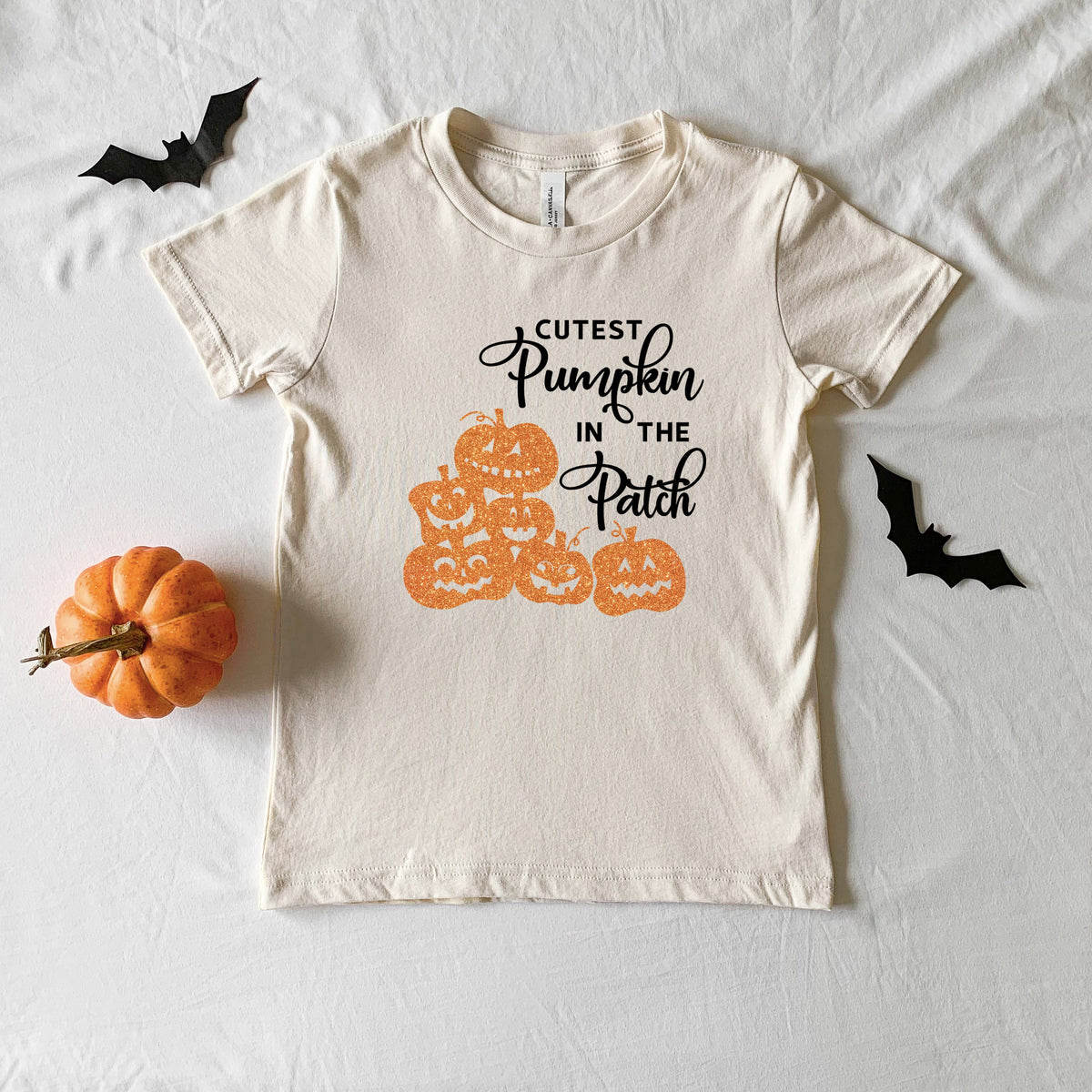 Cutest Pumpkin In The Patch Glitter | Toddler Graphic Short product image 2