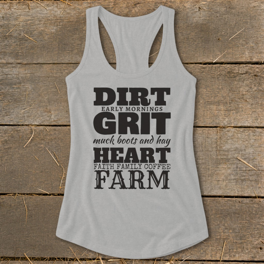 Dirt Grit Heart Farm Racerback Tank