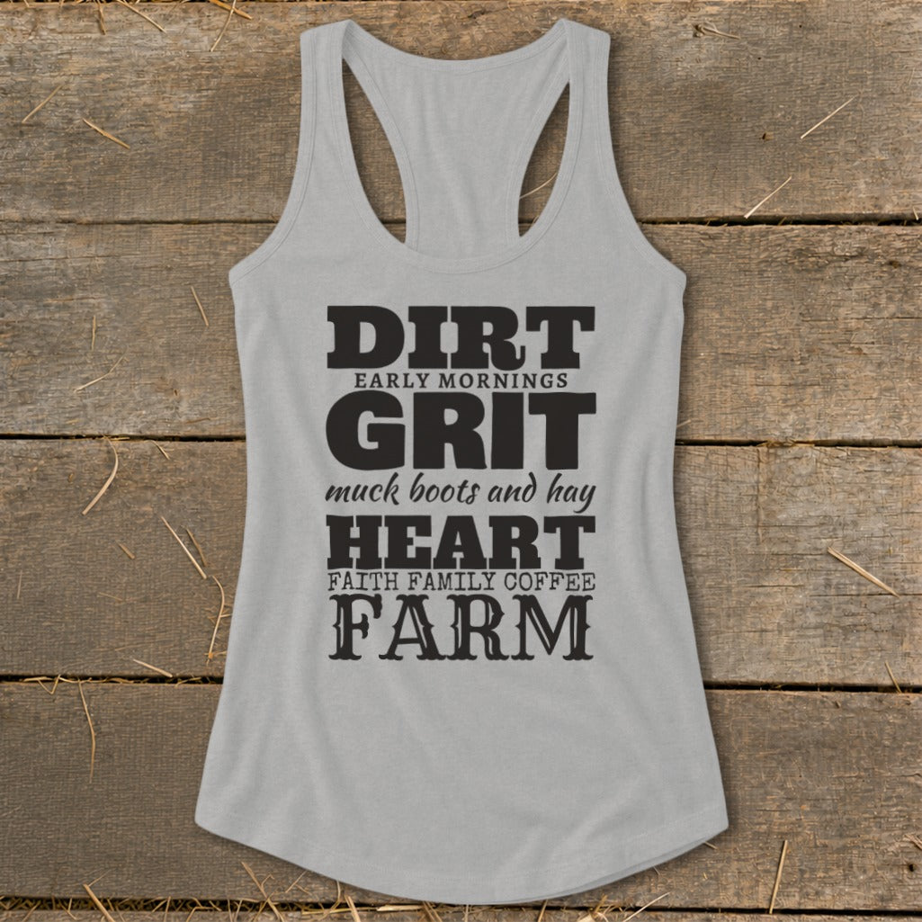 Dirt Grit Heart Farm Racerback Tank