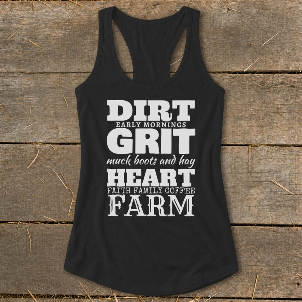 Dirt Grit Heart Farm Racerback Tank