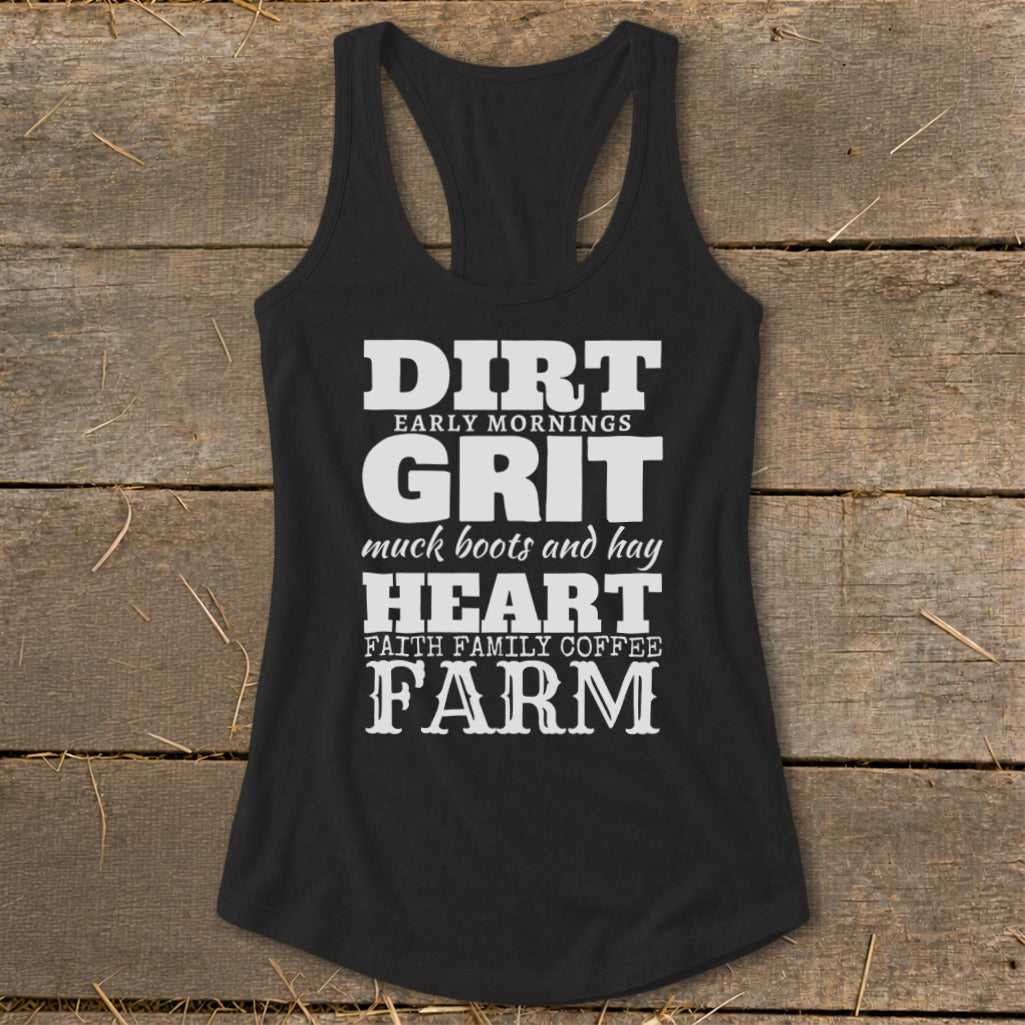 Dirt Grit Heart Farm Racerback Tank