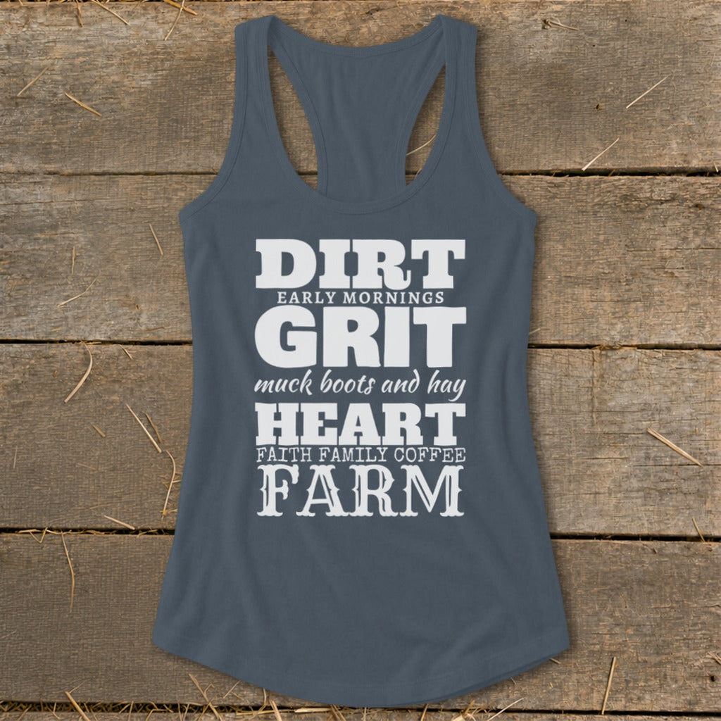 Dirt Grit Heart Farm Racerback Tank
