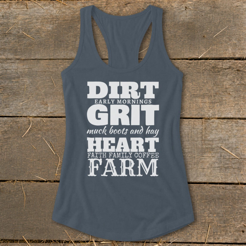 Dirt Grit Heart Farm Racerback Tank