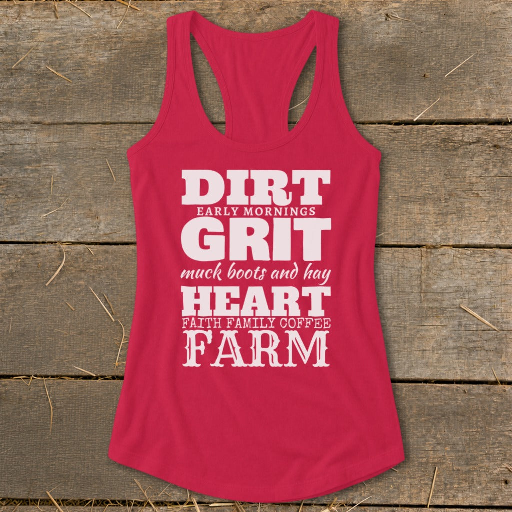 Dirt Grit Heart Farm Racerback Tank