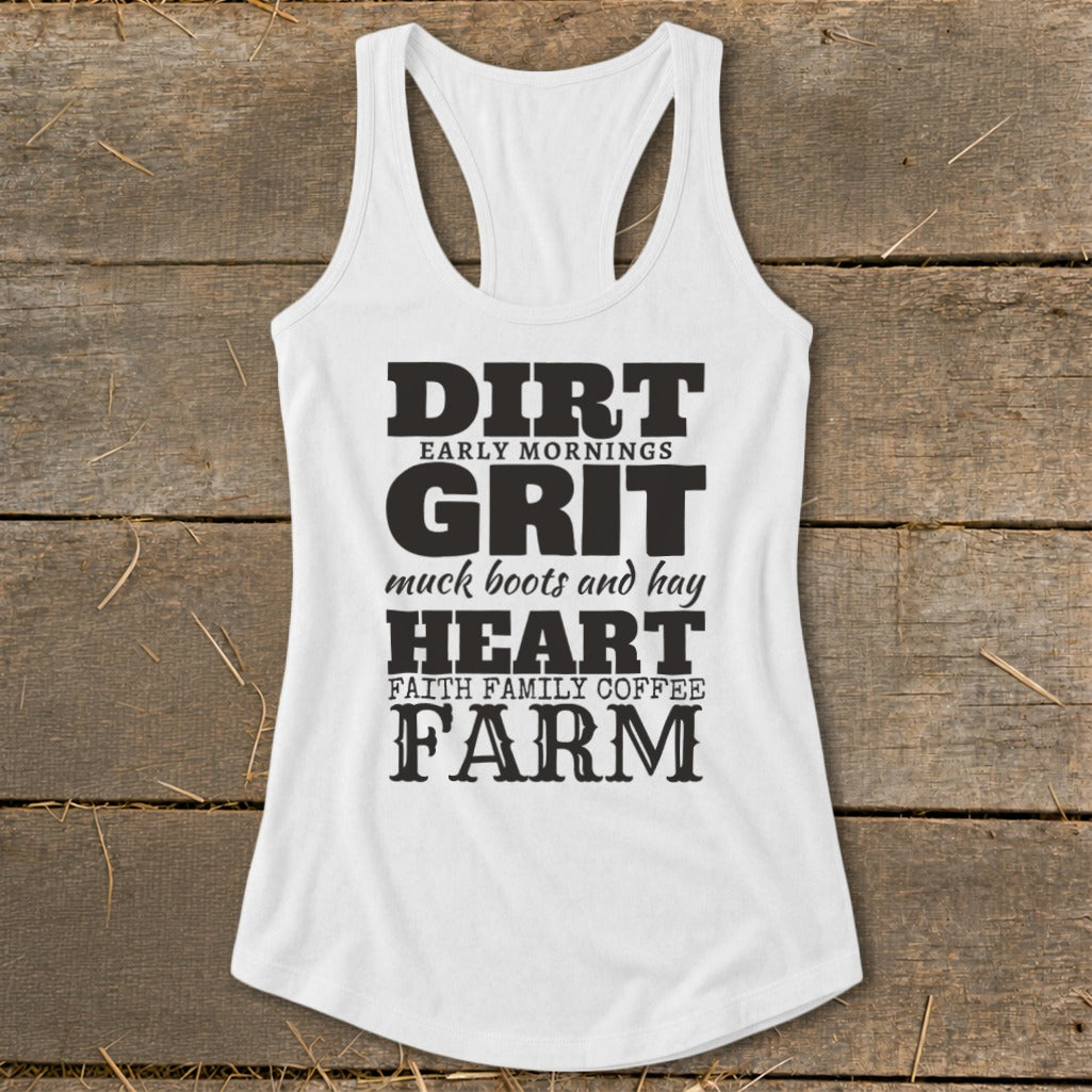 Dirt Grit Heart Farm Racerback Tank