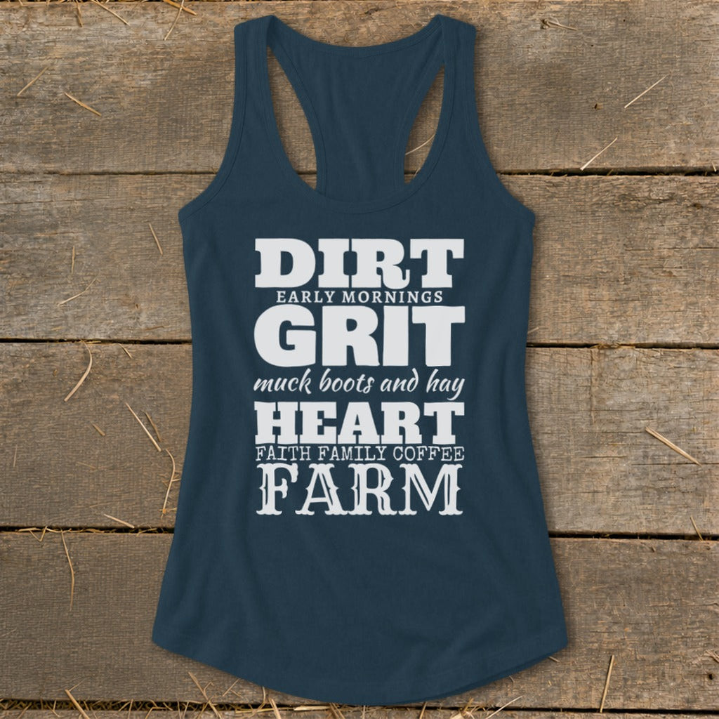 Dirt Grit Heart Farm Racerback Tank