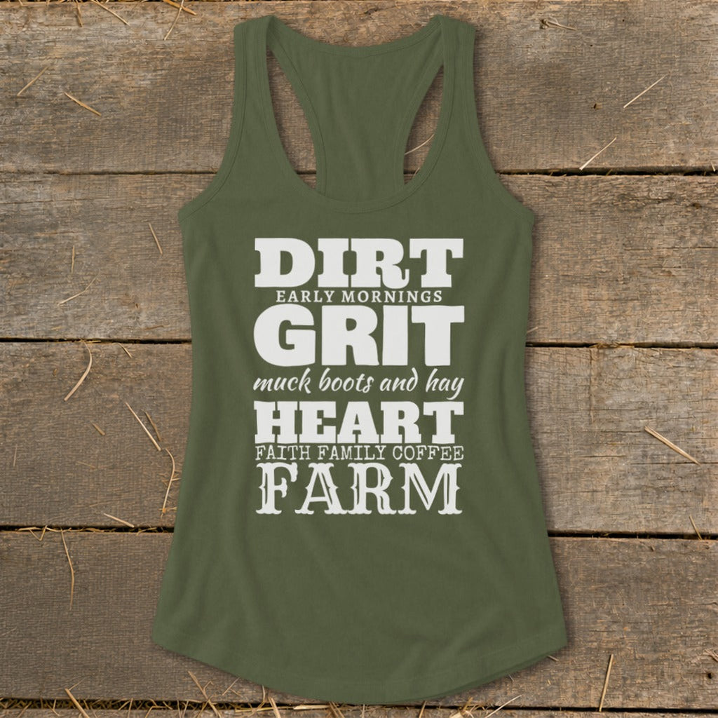 Dirt Grit Heart Farm Racerback Tank