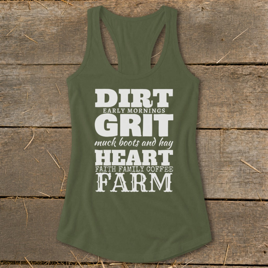 Dirt Grit Heart Farm Racerback Tank