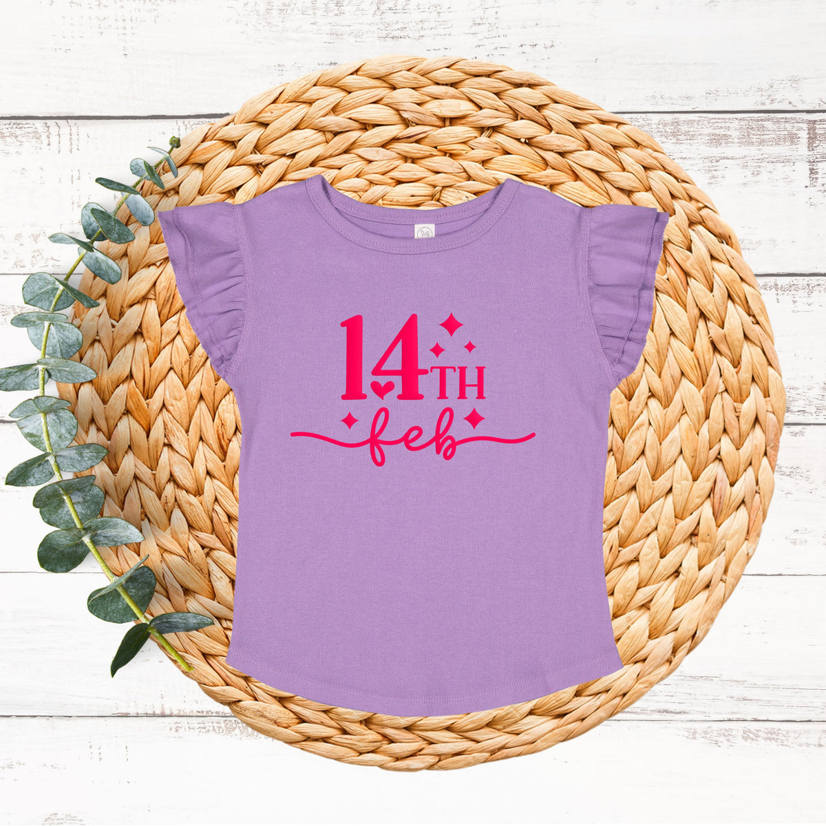 14th Feb Stars Puff Print | Toddler Graphic Flutter Sleeve product image 1