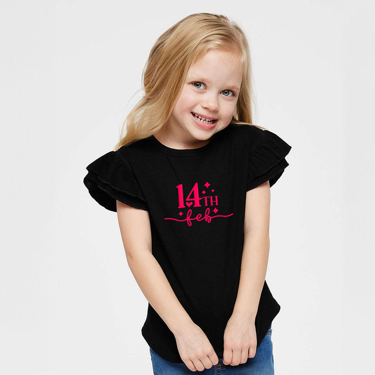 14th Feb Stars Puff Print | Toddler Graphic Flutter Sleeve product image 2