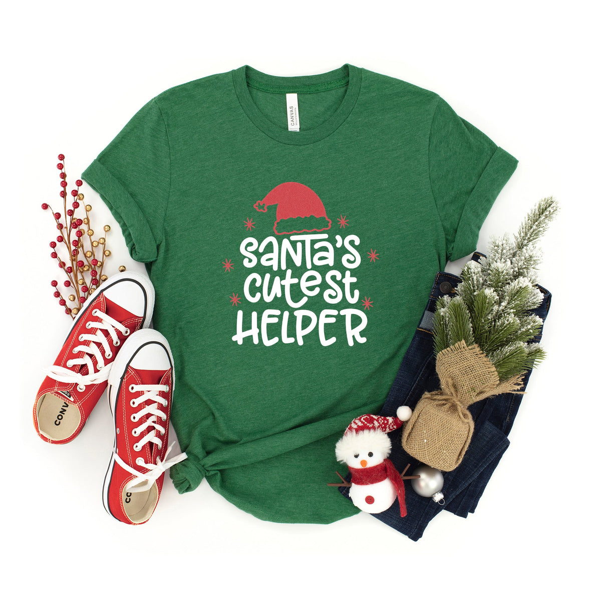 Santa's Cutest Helper Glitter | Youth Graphic Short Sleeve product image 2