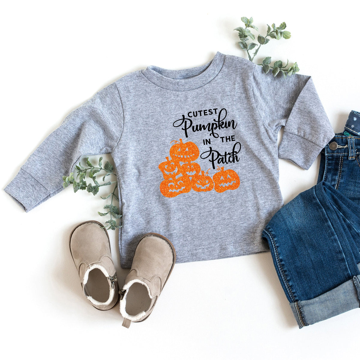 Cutest Pumpkin In The Patch Glitter | Youth Graphic Long product image 1