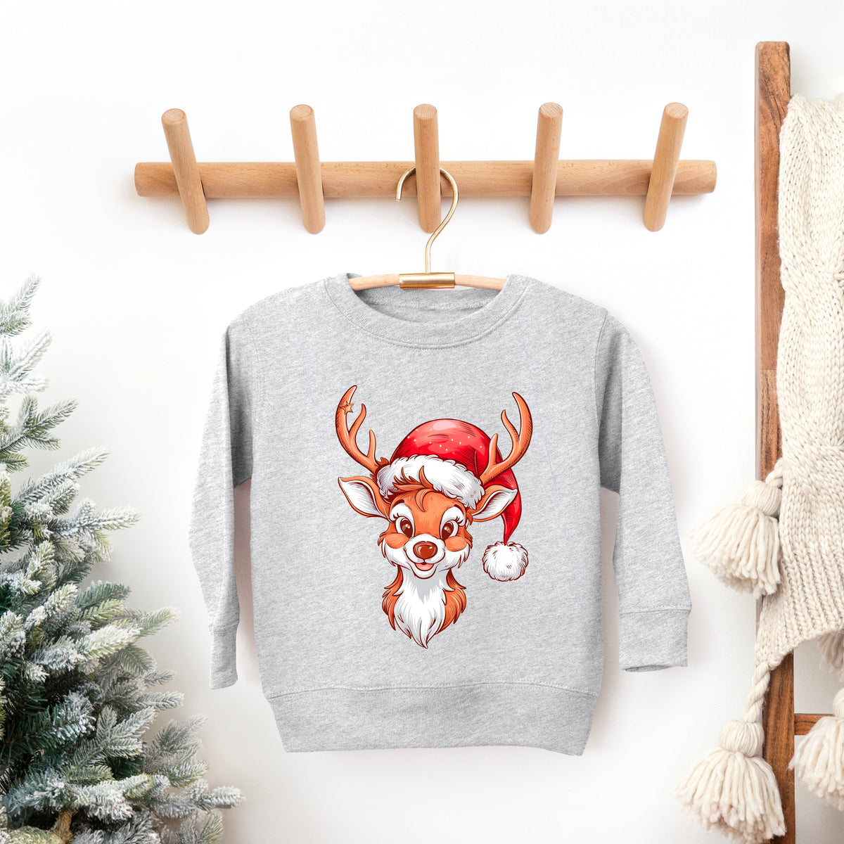 Cute Reindeer Head | Youth Ultra-Soft Graphic Sweatshirt product image 2