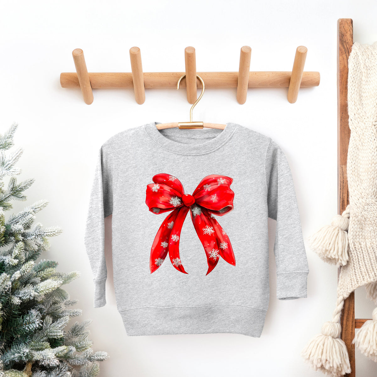 Coquette Christmas Snowflake Bow | Youth Ultra-Soft Graphic product image 3
