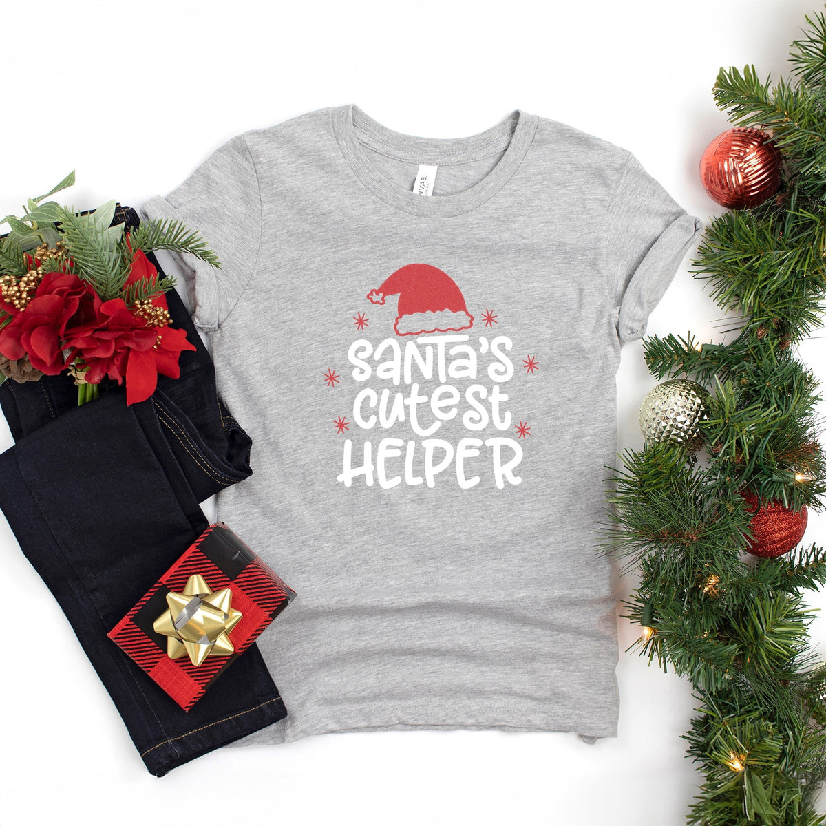 Santa's Cutest Helper Glitter | Youth Graphic Short Sleeve product image 1