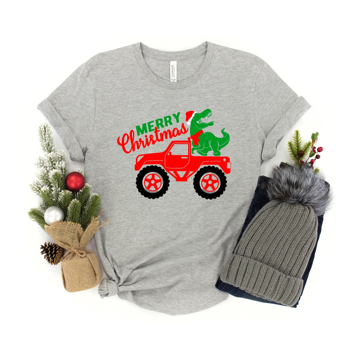 Christmas Dino Truck | Youth Graphic Short Sleeve Tee product image 2