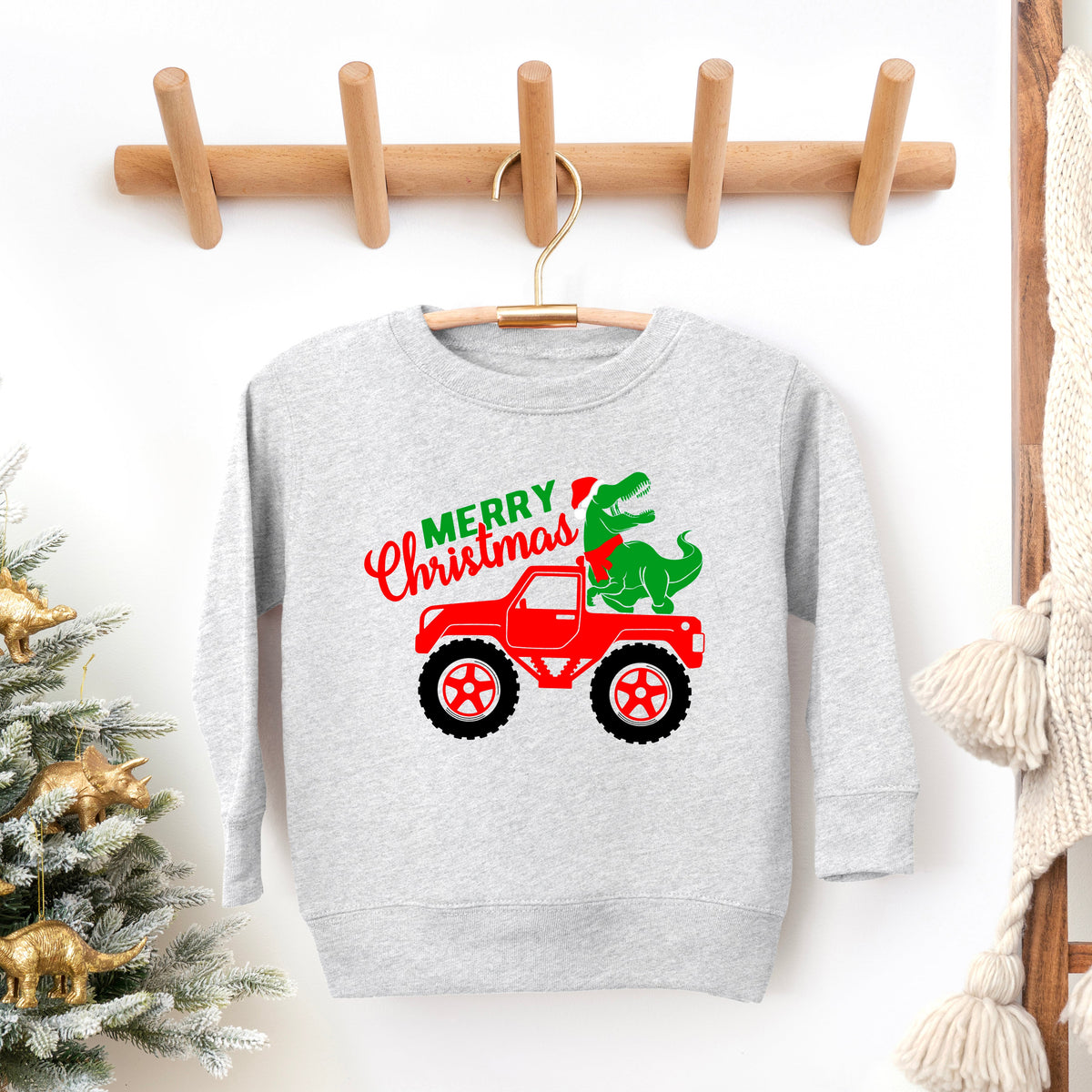 Christmas Dino Truck | Toddler Graphic Sweatshirt product image 3