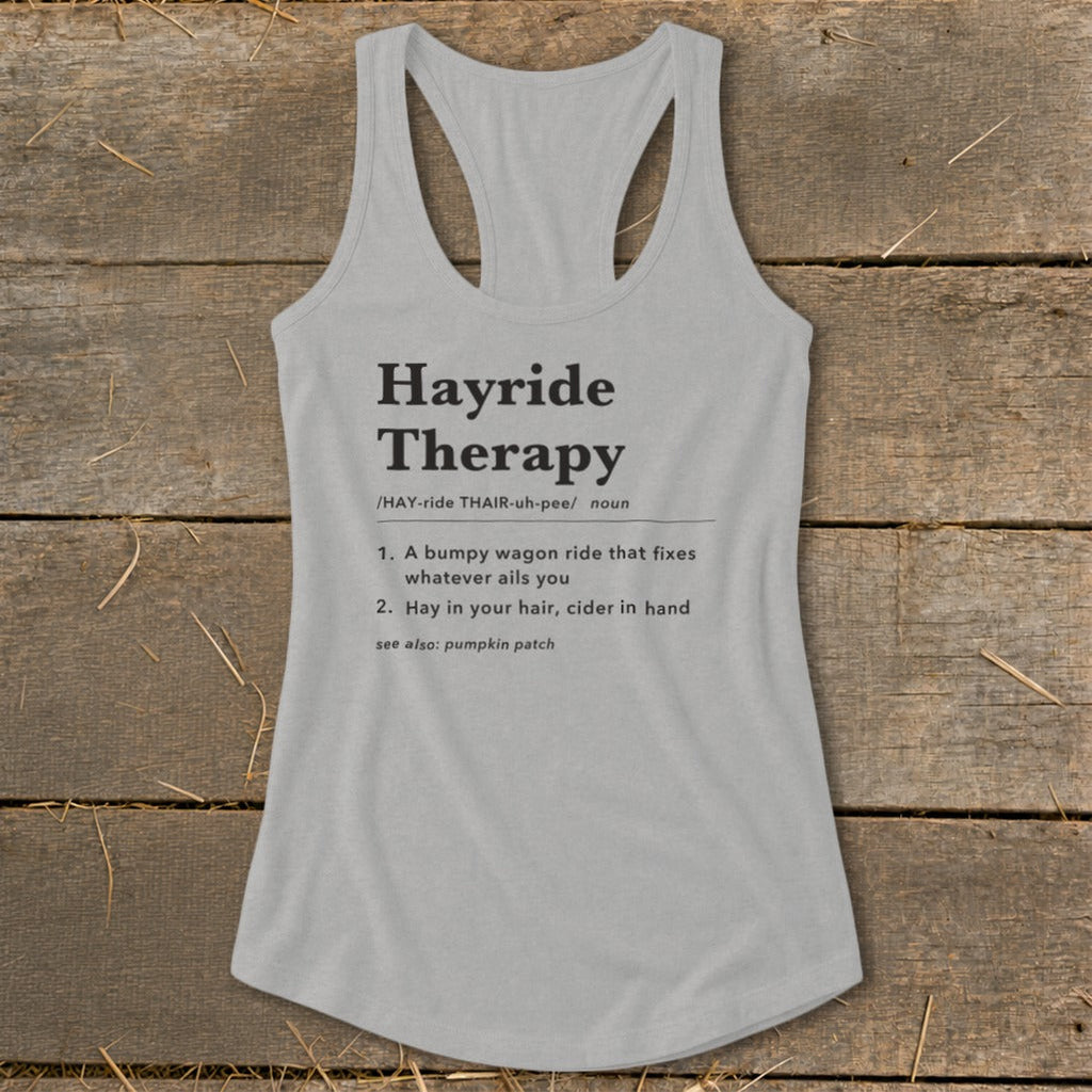 Hayride Therapy Definition Racerback Tank