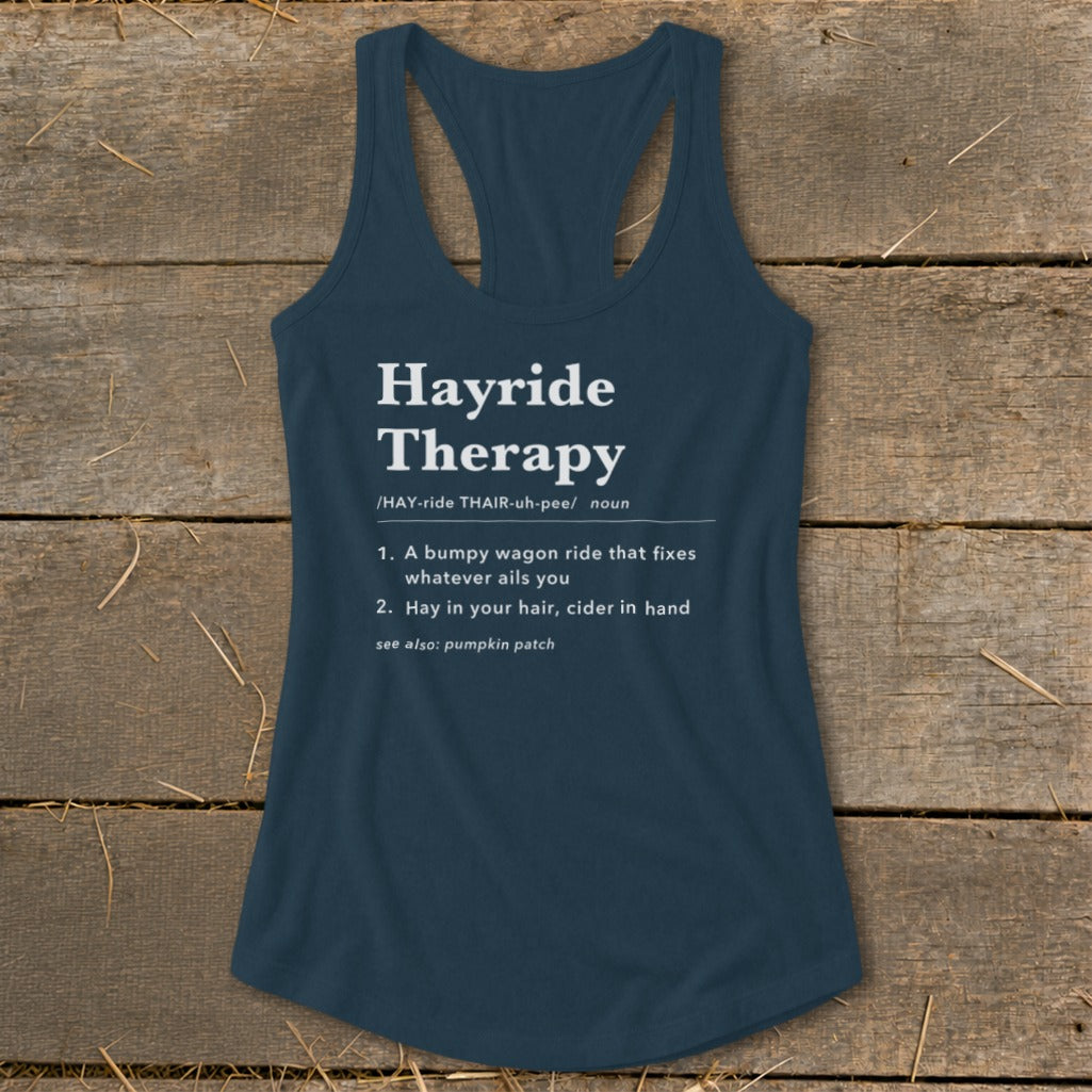 Hayride Therapy Definition Racerback Tank