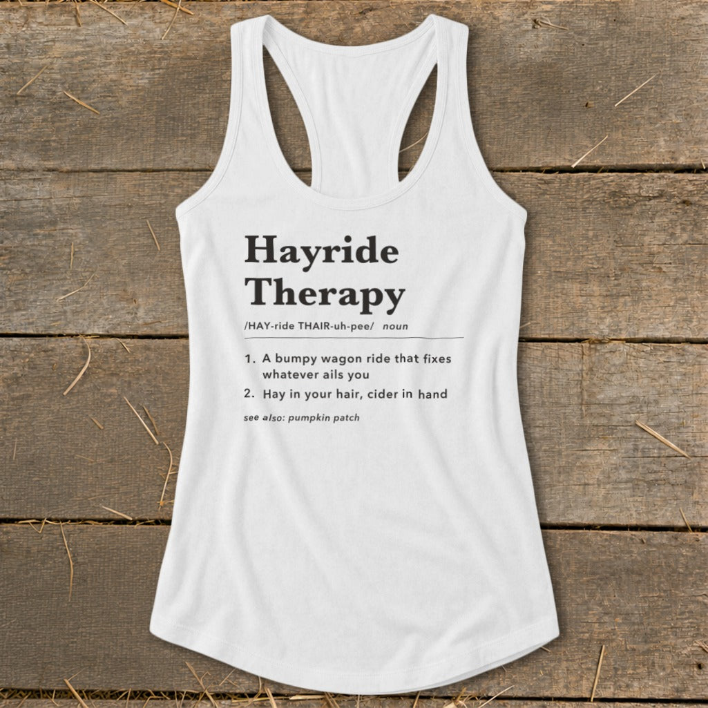 Hayride Therapy Definition Racerback Tank