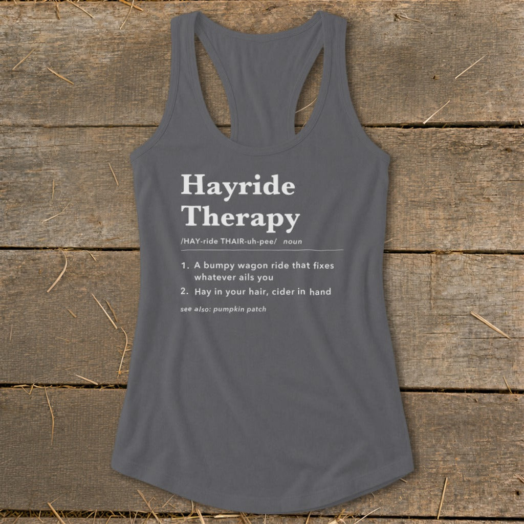 Hayride Therapy Definition Racerback Tank