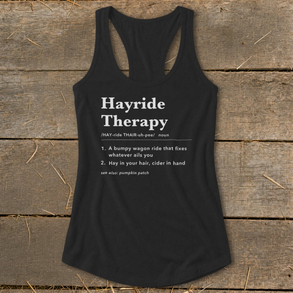 Hayride Therapy Definition Racerback Tank