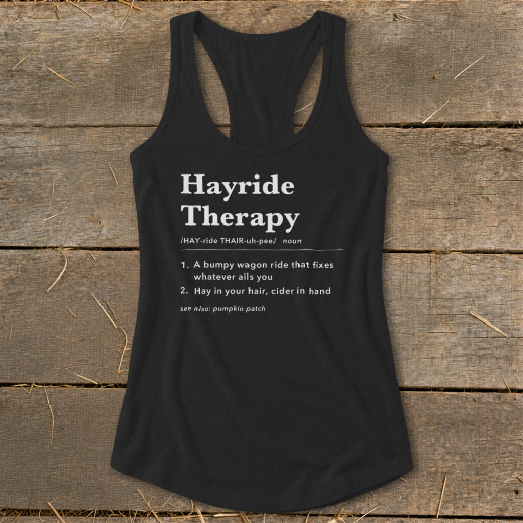 Hayride Therapy Definition Racerback Tank