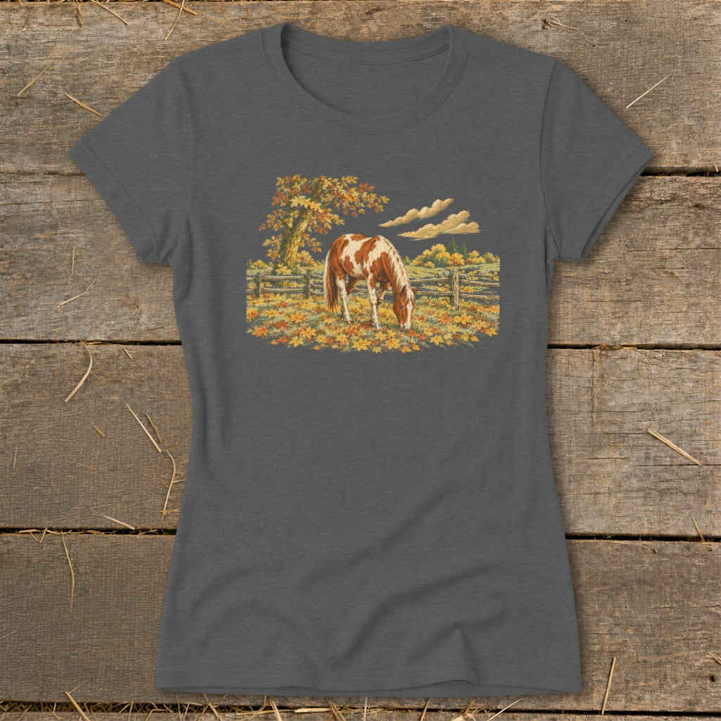 Horse in Fall Leaves Ladies Tee product image 3