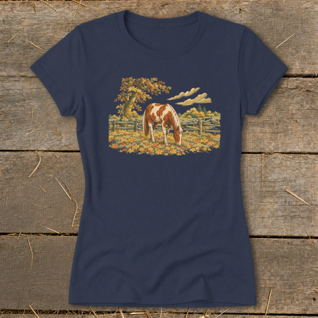 Horse in Fall Leaves Ladies Tee product image 1
