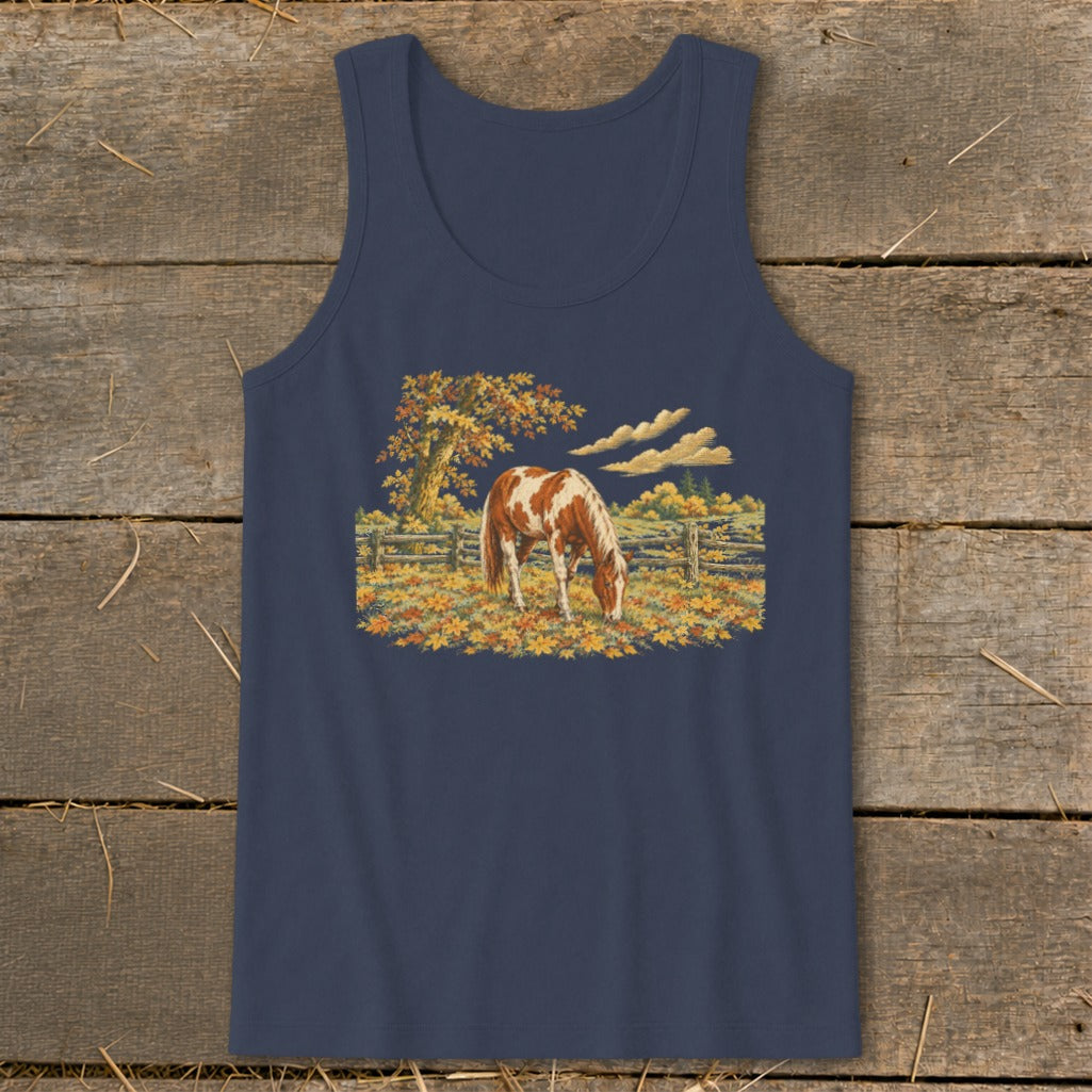Horse in Fall Leaves Tank Top