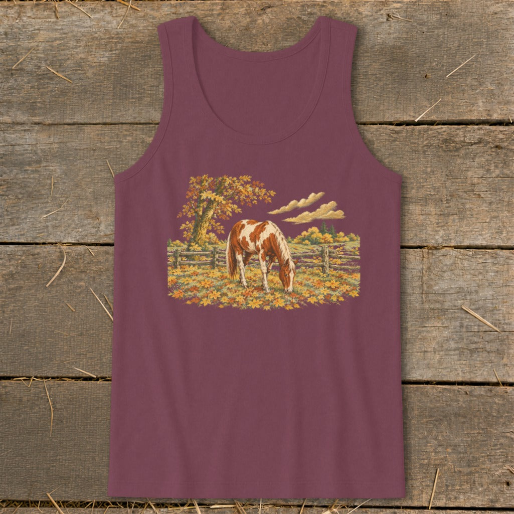Horse in Fall Leaves Tank Top
