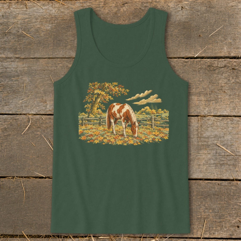Horse in Fall Leaves Tank Top