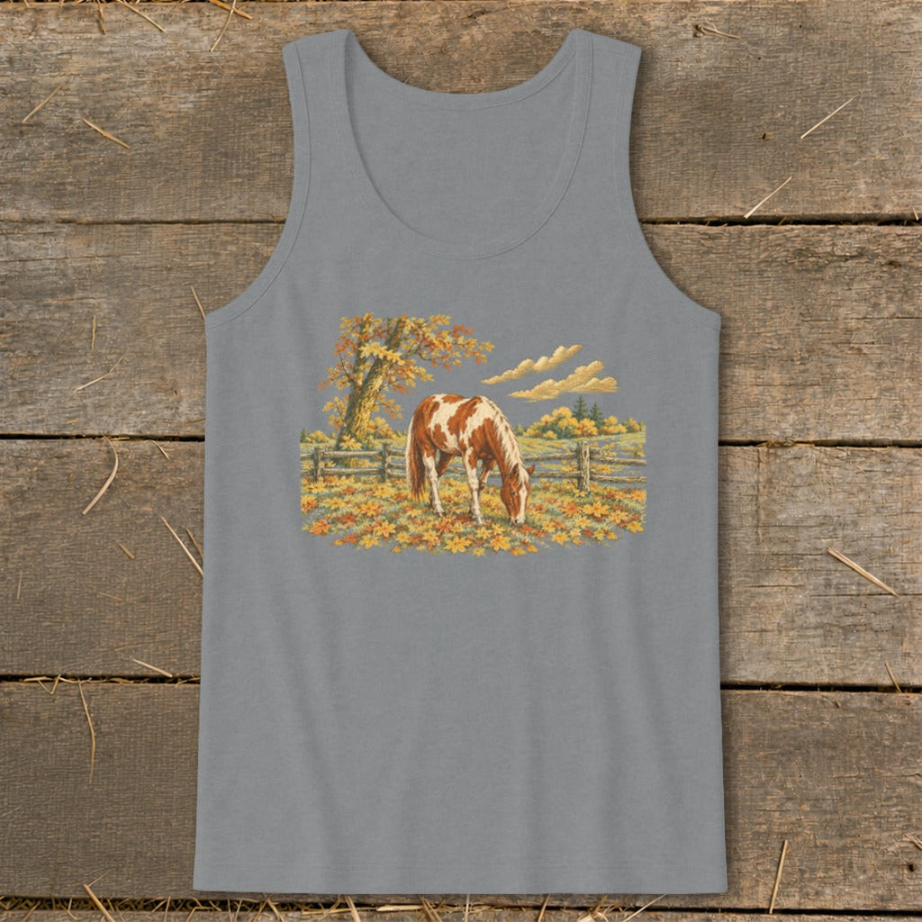 Horse in Fall Leaves Tank Top